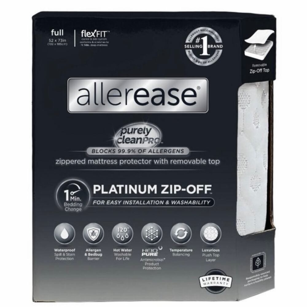 Allerease Full Platinum Plush Waterproof Allergen Bedbug Barrier Protector 14" - Picture 4 of 9